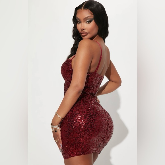 Arella's Bestie Sequin Mini Dress - Red - Picture 3 of 7